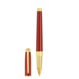 St Dupont Line D Eternity Roller large penna in lacca rossa guilloché criniera con finiture placcate oro 422089L