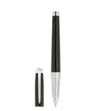 St Dupont Line D Eternity Roller large penna in lacca nera guilloché criniera con finiture palladio, cappuccio aperto 422090L