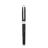 St Dupont Line D Eternity Roller Medium vista completa con cappuccio chiuso, lacca nera popoté e clip sword 422316M