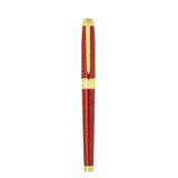St Dupont Line D Eternity Stilografica Large Horsemane vista chiusa con clip Sword dorata e lacca rossa guilloché 420089L