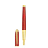 St Dupont Line D Eternity Stilografica Large Horsemane lacca rossa guilloché criniera finiture dorate pennino oro 420089L