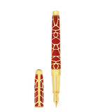 St Dupont Line D Eternity Stilografica Large Orlinski lacca rossa guilloché con motivo Kong oro spazzolato 420060L