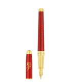 St Dupont Line D Eternity Stilografica large rossa con pennino oro 14kt e cavallo dorato sul cappuccio 420080L