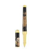 St Dupont Line D Eternity XL Multifunction penna roller lacca nera con motivo Samurai in polvere d'oro e finiture dorate 420254XL