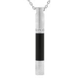 St Dupont Mini Pen Necklace A Sfera vista indossata su catena, corpo lacca nera e finiture argentate diamantate 700006