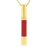 St Dupont Mini Pen Necklace A Sfera vista completa pendente lacca bordeaux e finiture dorate su catena regolabile 700008