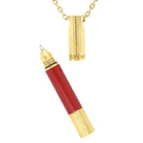 St Dupont Mini Pen Necklace A Sfera in lacca bordeaux con cappuccio dorato punta di diamante e catena oro 700008