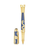 St Dupont Penna Line D Eternity XL 20 Leghe Sotto i Mari corpo e cappuccio separati, lacca blu e oro con elica 420050XL