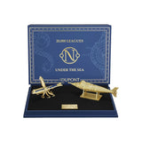 St Dupont Set di Scrittura 20 Leghe Sotto i Mari cofanetto blu con penna, calamaro e Nautilus in ottone dorato 420050XL