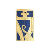 St Dupont accendino Le Grand Mobilis In Mobile dettaglio frontale lacca blu con motivo polpo e finiture dorate C2MOBILIS