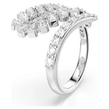 Swarovski Anello Vienna Piuma vista laterale dettaglio Zirconia taglio misto e logo inciso su fascia rodio 5757839