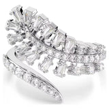 Swarovski Anello Vienna Piuma aperto con Zirconia taglio baguette e brillante, placcatura rodio design piuma 5757839