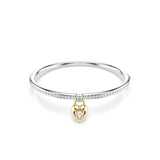Swarovski Bracciale Idyllia rigido in metallo con pavé di cristalli e charm cuore rosa in oro, chiusura tilt up 5737266