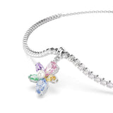 Swarovski Collana Ariana Grande dettaglio fiore con zirconi rosa viola verde blu giallo e perla centrale 5749189