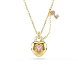 Swarovski Collana Idyllia pendente cuore dorato con cristallo rosa taglio cuore e chiave, catena oro 5737288