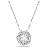 Swarovski Collana Sublima Round pendente circolare con Zirconia bianca e placcatura rodio, vista frontale 5738246