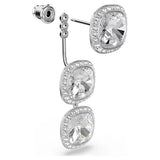 Swarovski Orecchini Una dettaglio chiusura a perno e jacket con cristalli cushion bianchi pavé rodiato 5754342