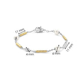 Ti Sento Bracciale Perle dettaglio dimensioni elementi: perle 6mm, barre dorate 11mm e zirconi 4mm in argento placcato oro 23070ZY