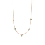 Ti Sento Collana Pietre in argento placcato oro rosa con pietre verdi cushion e zirconi, doppia catena 34122GR/50