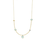 Ti Sento Collana Pietre in argento dorato con pietre cushion azzurre e zirconi, doppia catena elegante 34122TY/50