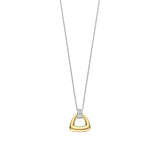 Ti Sento Collana Triangolo pendente geometrico dorato con zirconi bianchi pavé su catena argento 34108ZY/42