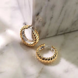 Ti Sento Orecchini Cerchio coppia su marmo, design ribbed oro giallo con struttura interna argento 925 78066SY