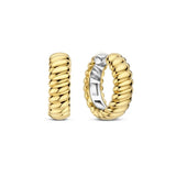 Ti Sento Orecchini Cerchio a cerchio in argento 925 con placcatura oro giallo 18kt, texture ritorta vintage 78066SY