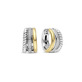 Ti Sento Orecchini Cerchio a cerchio in argento placcato oro giallo con zirconi e lavorazione intrecciata 78025ZY