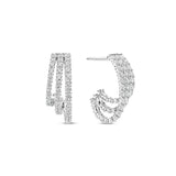 Ti Sento Orecchini Cerchio a tre file di zirconi bianchi in argento placcato platino, design semi-cerchio 78069ZI