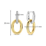 Ti Sento Orecchini Pendenti 78015ZY dimensioni 23mm altezza 11mm larghezza ovale oro giallo e zirconi pavé