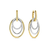 Ti Sento Orecchini Pendenti Structures in argento e oro giallo 18kt con zirconi bianchi, design a cerchi intrecciati 78067ZY