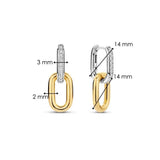 Ti Sento Orecchini Pendenti dimensioni 14mm creola e 14mm pendente, spessore 3mm e 2mm, zirconi bianchi 7831ZY