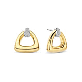 Ti Sento Orecchini Triangoli in argento placcato oro giallo con zirconi bianchi pavé, design geometrico triangolare 78034ZY