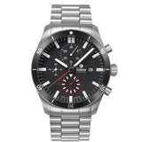 Tutima Grand Flieger Airport cronografo quadrante nero velluto con bracciale acciaio e ghiera nera girevole 6401-02