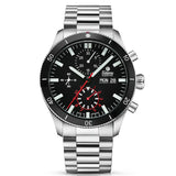 Tutima Grand Flieger Airport cronografo quadrante nero velluto con bracciale acciaio e ghiera ceramica nera 6407-06