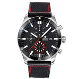 Tutima Grand Flieger Airport cronografo quadrante nero velluto con cinturino Kevlar nero cuciture rosse acciaio 6401-03