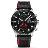 Tutima Grand Flieger Airport cronografo quadrante nero velluto con cinturino Kevlar nero cuciture rosse 6407-05