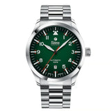 Tutima Grand Flieger Automatic quadrante verde dégrade con bracciale acciaio, indici arabi luminosi 6105-30