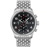 Tutima Grand Flieger Classic cronografo quadrante nero velluto con bracciale acciaio, numeri arabi e lancette luminose 6402-02