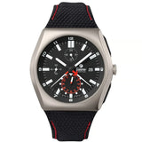 Tutima M2 cronografo in titanio quadrante nero velluto con cinturino Kevlar nero e cuciture rosse 6450-02