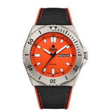 Tutima M2 Seven Seas orologio subacqueo quadrante arancio segnale, cassa titanio sabbiato, cinturino kevlar nero 6151-07