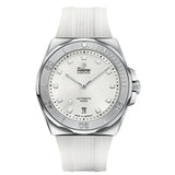 Tutima M2 Seven Seas S orologio automatico quadrante bianco guilloché con cinturino gomma bianca e lunetta acciaio 6156-25