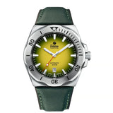 Tutima M2 Seven Seas S orologio automatico quadrante giallo dégradé con cinturino pelle verde e lunetta acciaio 6155-09