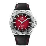 Tutima M2 Seven Seas S orologio automatico quadrante rosso dégradé con cinturino pelle nera cuciture rosse 6155-07