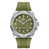 Tutima M2 Seven Seas S orologio automatico quadrante verde con décor geometrico, cinturino gomma verde e lunetta acciaio 6156-23