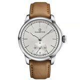 Tutima Patria orologio quadrante bianco argento guilloché con piccoli secondi, cassa titanio e cinturino pelle marrone 6612-05