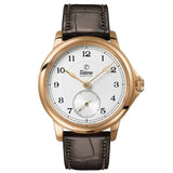 Tutima Patria Small Second orologio in oro rosa 18kt quadrante argentato cinturino alligatore marrone 6600-01