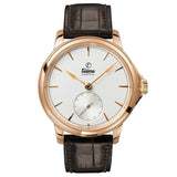 Tutima Patria Small Second in oro rosa 18kt quadrante argentato con cinturino alligatore marrone scuro 6600-02