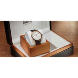 Tutima Patria quadrante bianco numeri arabi in cassa oro rosa con cinturino alligatore, presentazione cofanetto legno 6612-21
