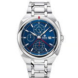 Tutima Saxon One Chronograph quadrante Royal Blue con bracciale acciaio, indici a bastoni e datario 6420-05